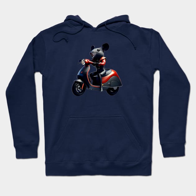 Rat woman on scooter Hoodie by sweetvision